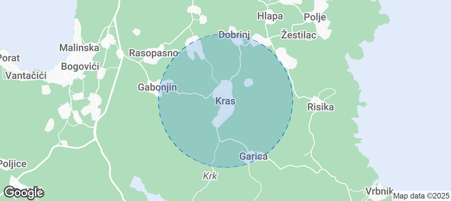 Map of Airbnb listings in Kras