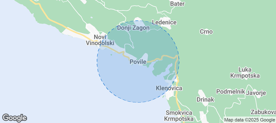 Map of Airbnb listings in Povile
