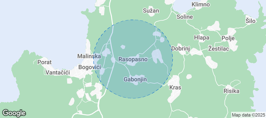 Map of Airbnb listings in Rasopasno
