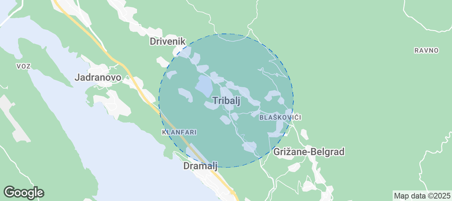 Map of Airbnb listings in Tribalj