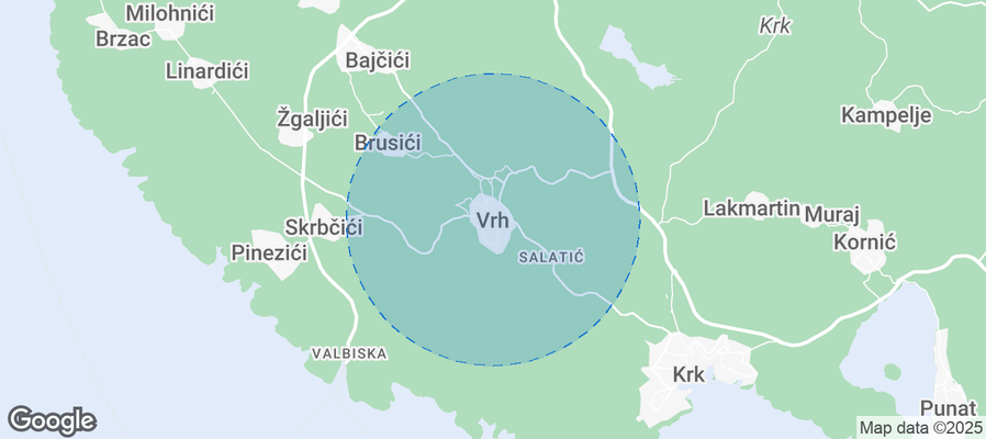Map of Airbnb listings in Vrh