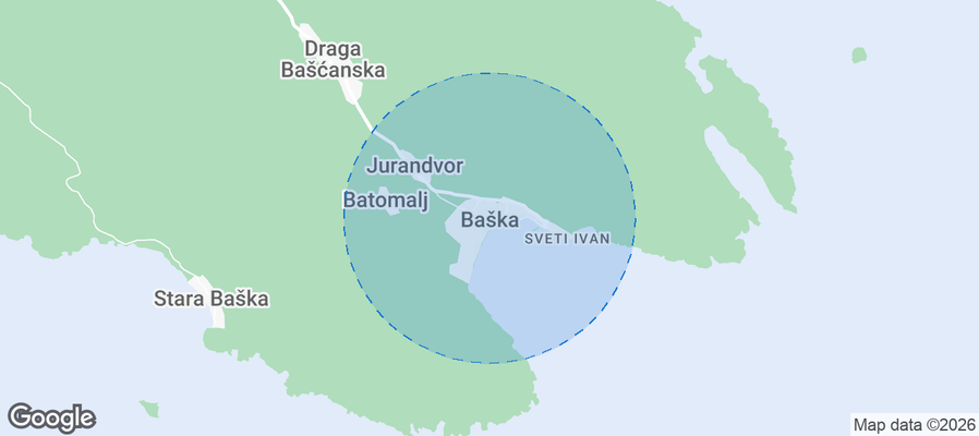Map of Airbnb listings in Baška