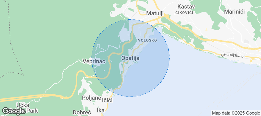 Map of Airbnb listings in Opatija