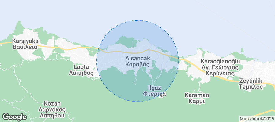 Map of Airbnb listings in Karavas
