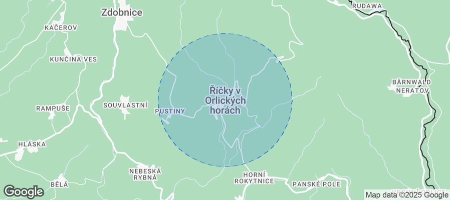 Map of Airbnb listings in Říčky v Orlických horách