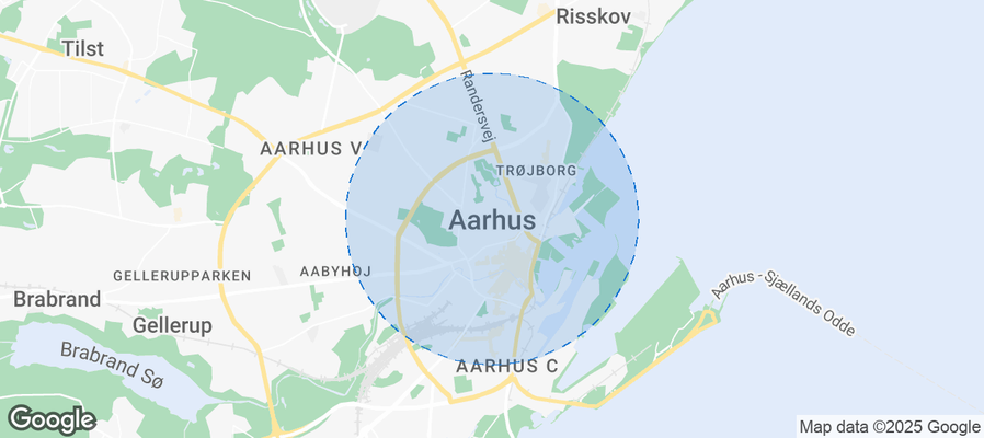 Map of Airbnb listings in Aarhus