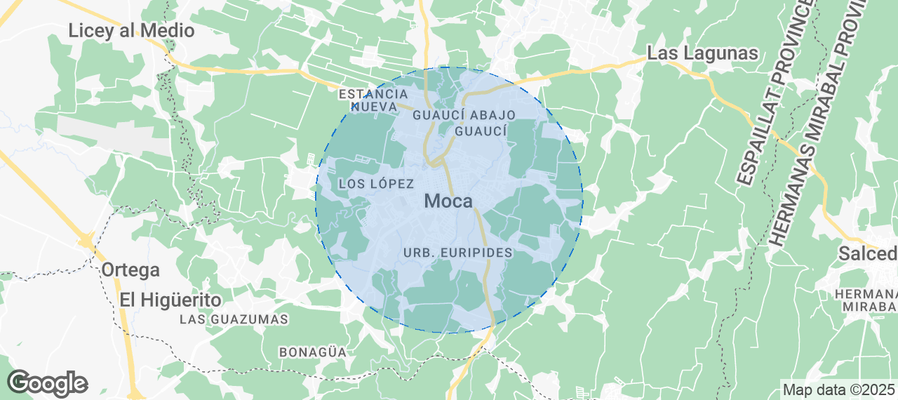 Map of Airbnb listings in Moca