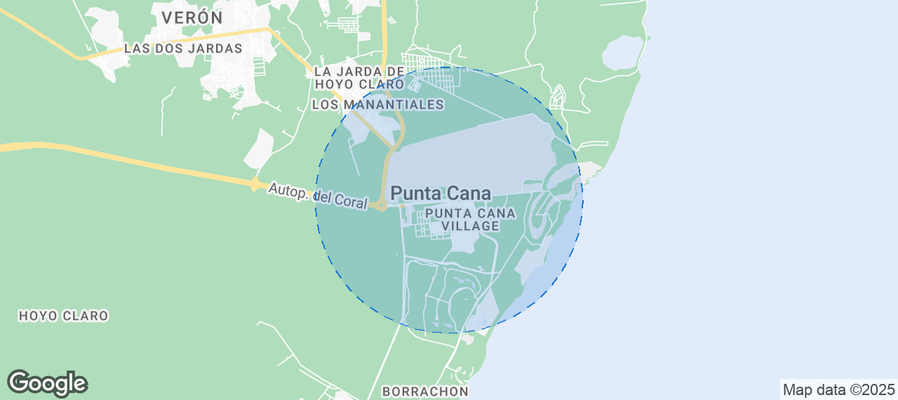 Map of Airbnb listings in Punta Cana