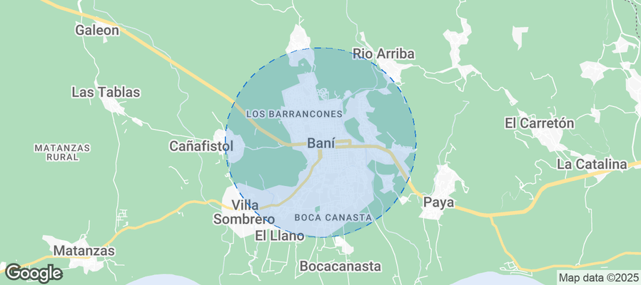 Map of Airbnb listings in Baní