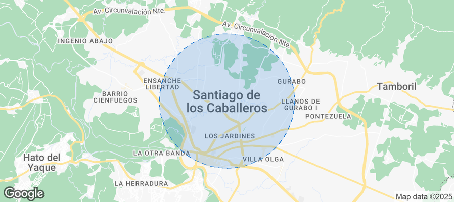 Map of Airbnb listings in Santiago De Los Caballeros
