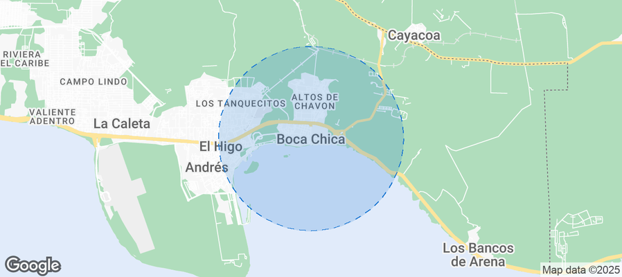 Map of Airbnb listings in Boca Chica