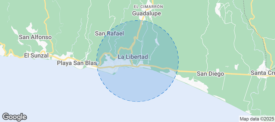 Map of Airbnb listings in Municipio de Puerto de La Libertad