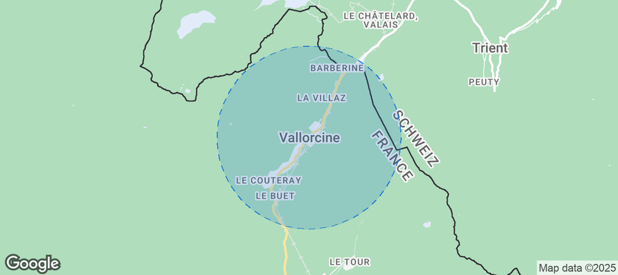 Map of Airbnb listings in Vallorcine