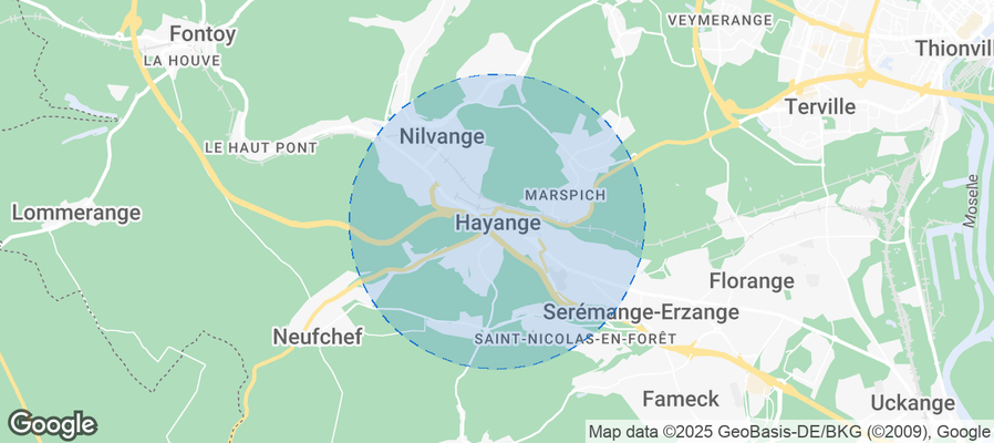 Map of Airbnb listings in Hayange
