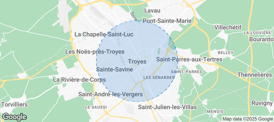 Map of Airbnb listings in Troyes