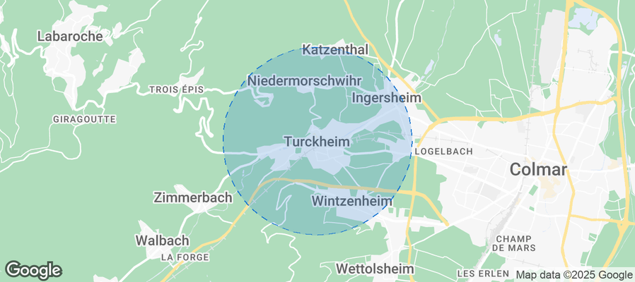 Map of Airbnb listings in Turckheim