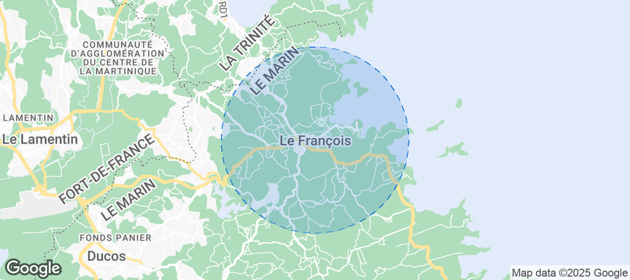 Map of Airbnb listings in Le François