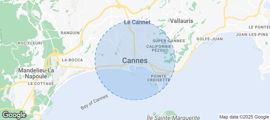 Map of Airbnb listings in Cannes