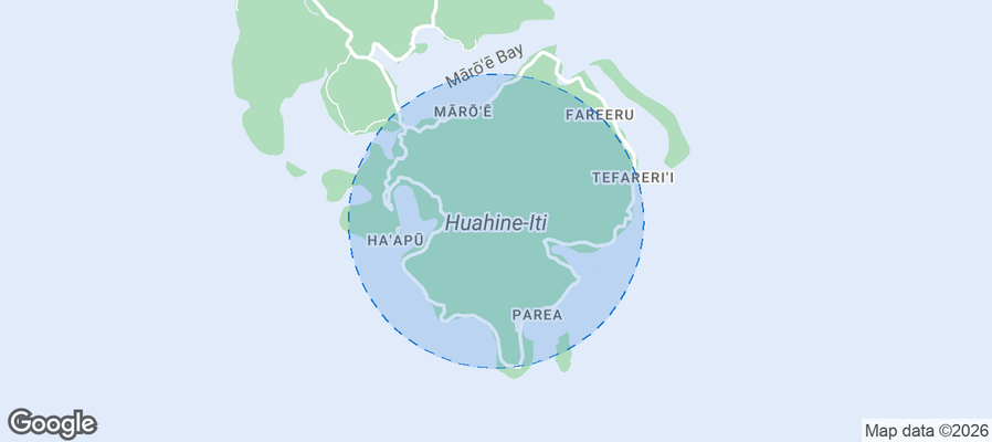 Map of Airbnb listings in Huahine