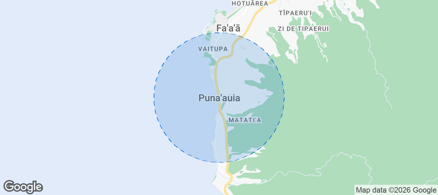 Map of Airbnb listings in Punaauia