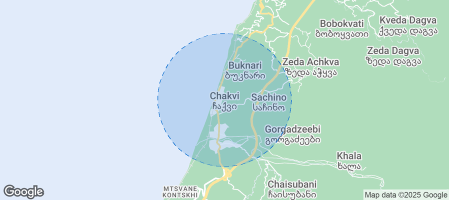 Map of Airbnb listings in Chakvi