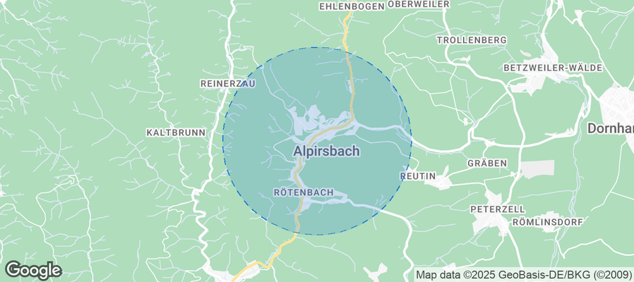 Map of Airbnb listings in Alpirsbach
