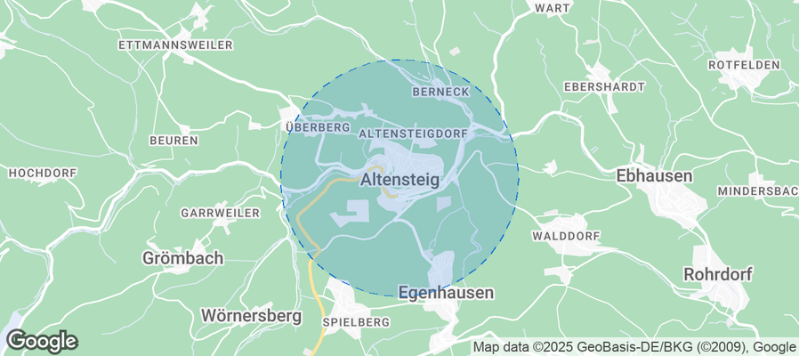 Map of Airbnb listings in Altensteig