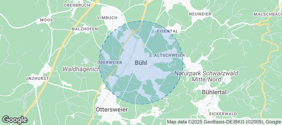 Map of Airbnb listings in Bühl