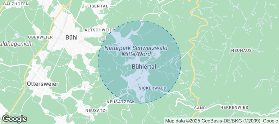 Map of Airbnb listings in Bühlertal