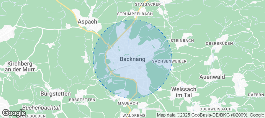 Map of Airbnb listings in Backnang