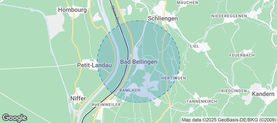 Map of Airbnb listings in Bad Bellingen