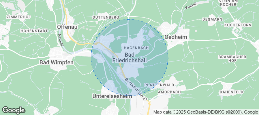 Map of Airbnb listings in Bad Friedrichshall