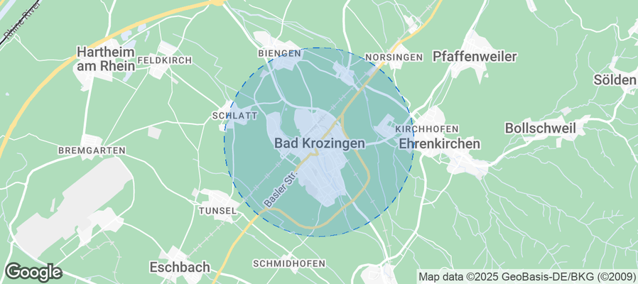 Map of Airbnb listings in Bad Krozingen