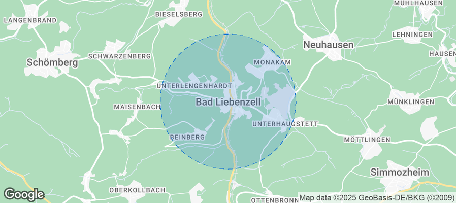 Map of Airbnb listings in Bad Liebenzell
