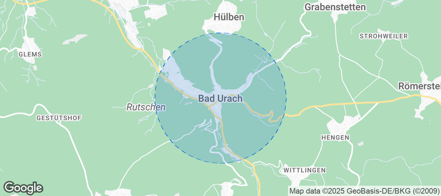 Map of Airbnb listings in Bad Urach