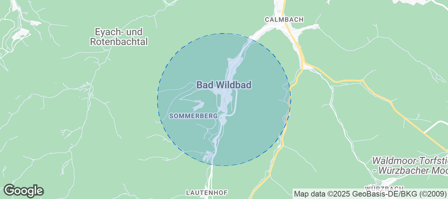 Map of Airbnb listings in Bad Wildbad