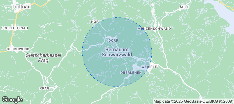 Map of Airbnb listings in Bernau im Schwarzwald