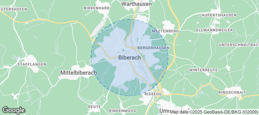 Map of Airbnb listings in Biberach an der Riß