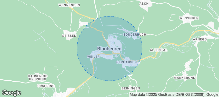 Map of Airbnb listings in Blaubeuren