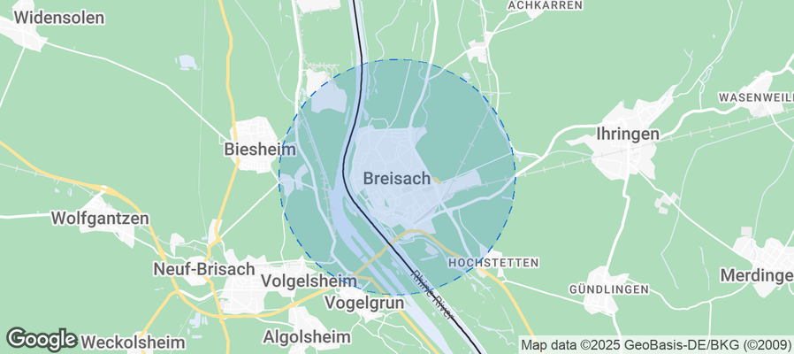 Map of Airbnb listings in Breisach am Rhein