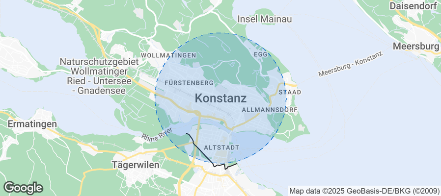 Map of Airbnb listings in Constance