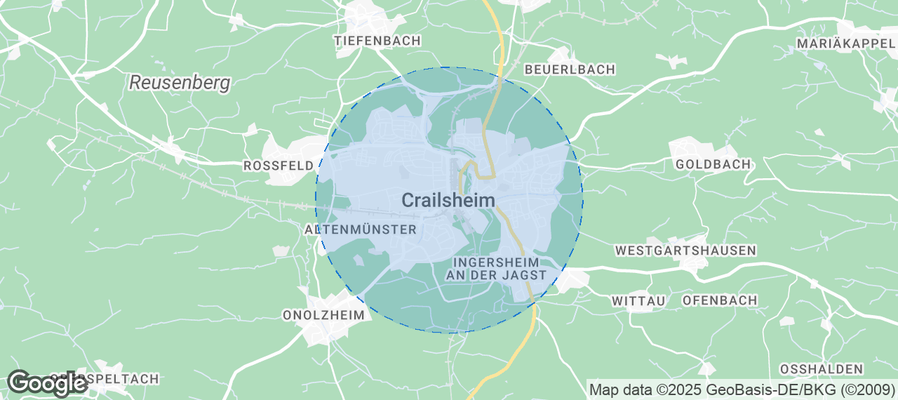 Map of Airbnb listings in Crailsheim