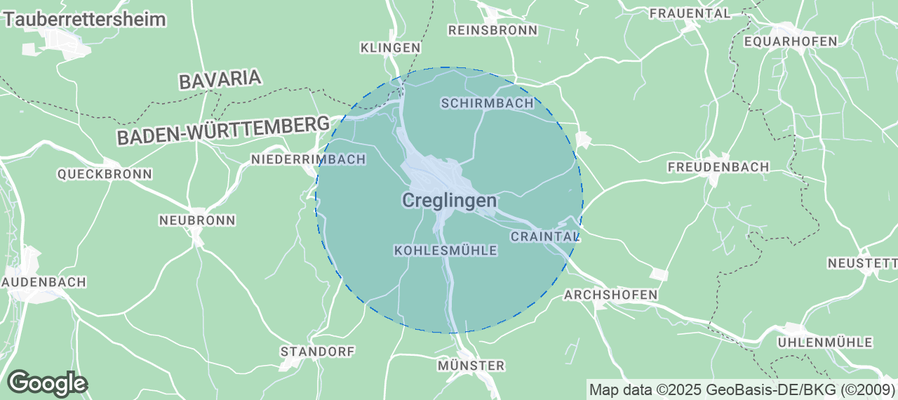 Map of Airbnb listings in Creglingen