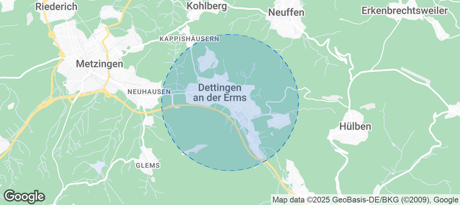 Map of Airbnb listings in Dettingen an der Erms