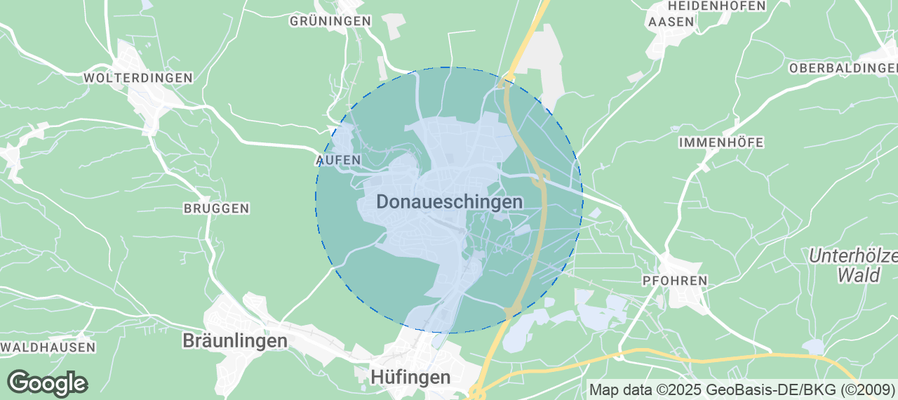 Map of Airbnb listings in Donaueschingen