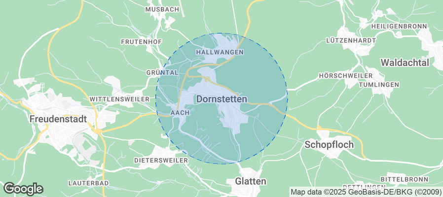 Map of Airbnb listings in Dornstetten