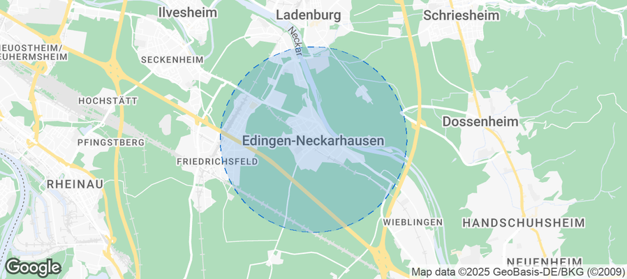 Map of Airbnb listings in Edingen-Neckarhausen
