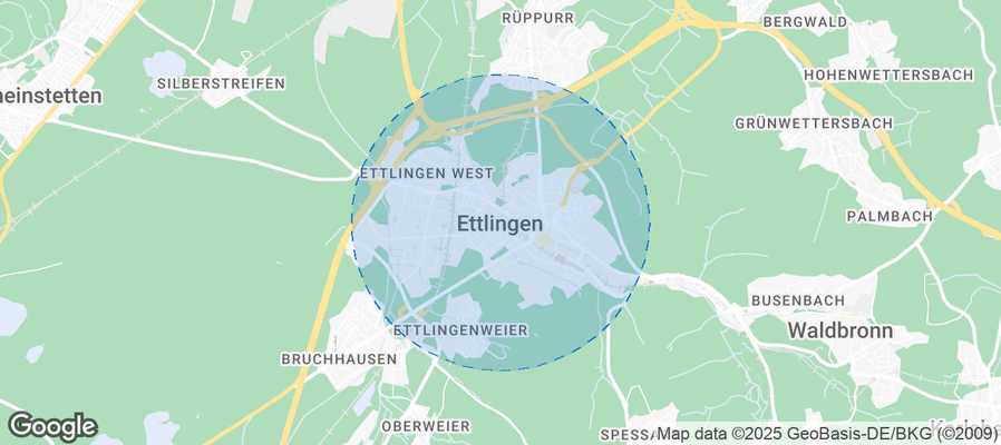 Map of Airbnb listings in Ettlingen