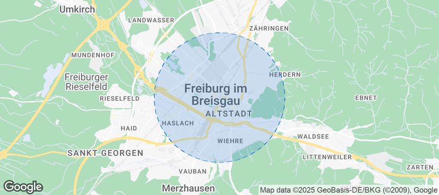 Map of Airbnb listings in Freiburg im Breisgau