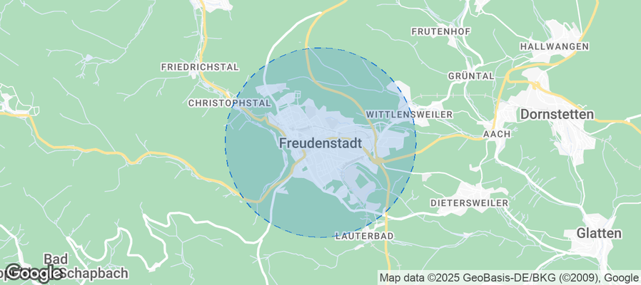 Map of Airbnb listings in Freudenstadt